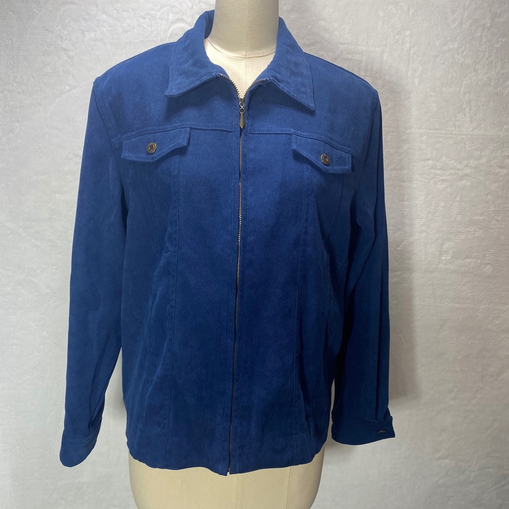 VTG Alfred Drummer Casual Blue Zip Up Jacket Size‎ 14P Lightweight Bomber Style